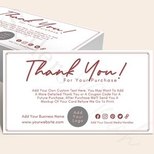 Thank You Card Customized with Your Logo 4” x 6”